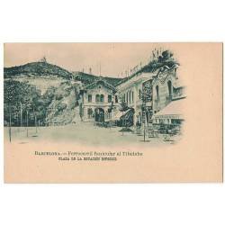 Postal Barcelona. Ferrocarril funicular al Tibidabo. Plaza de la Estación Inferior