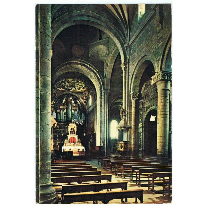 Postal Huesca. Jaca. Catedral (siglo XI). Interior. Escrita y circulada