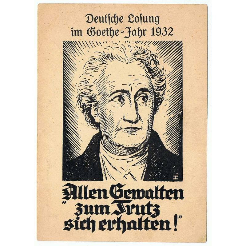 Postal conmemorativa Año Goethe 1932. Alemania. Rara