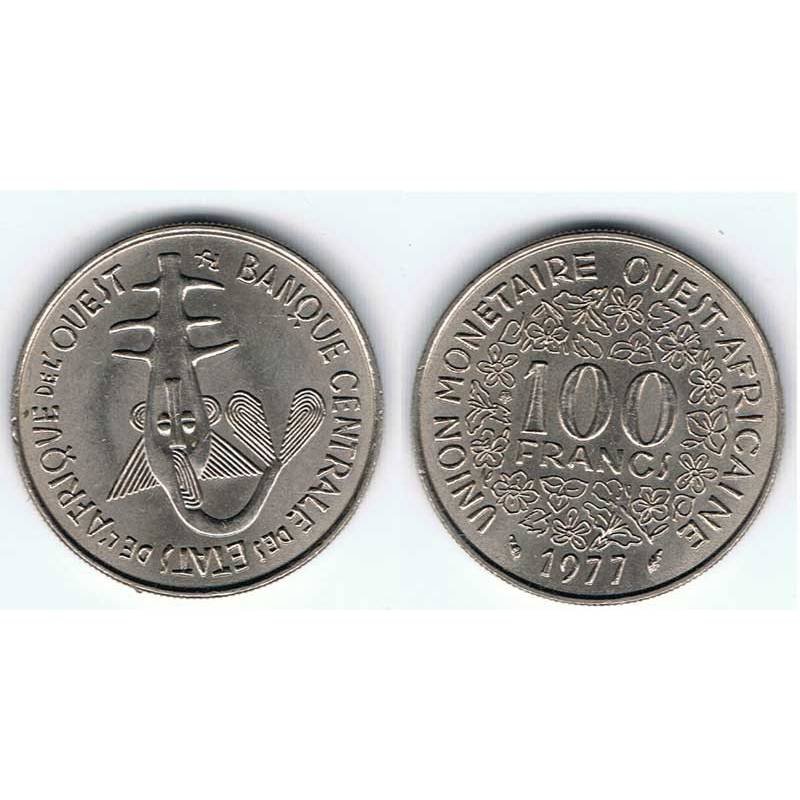 Moneda de Africa Occidental 100 francos 1977
