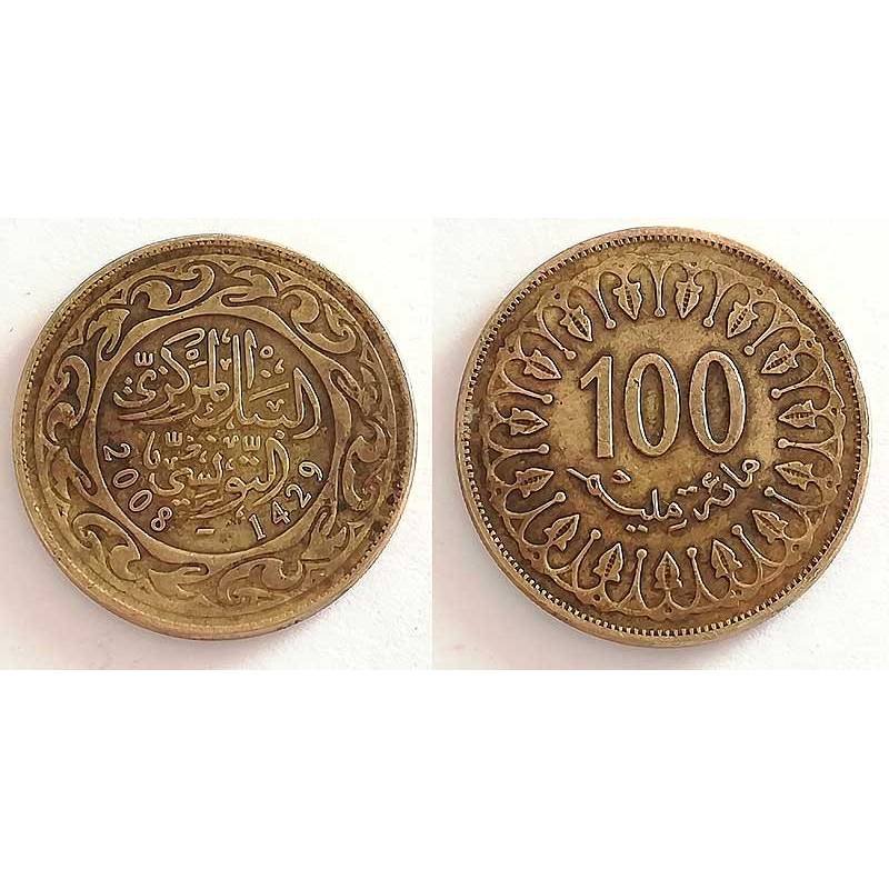 Moneda Túnez 100 Millimes 2008