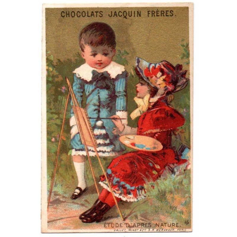 Antiguo cromo litográfico de Chocolats Jacquin Fréres. Finales siglo XIX