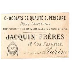 Antiguo cromo litográfico de Chocolats Jacquin Fréres. Finales siglo XIX