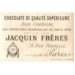 Antiguo cromo litográfico de Chocolats Jacquin Fréres. Finales siglo XIX