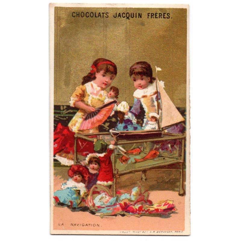 Antiguo cromo litográfico de Chocolats Jacquin Fréres. Finales siglo XIX