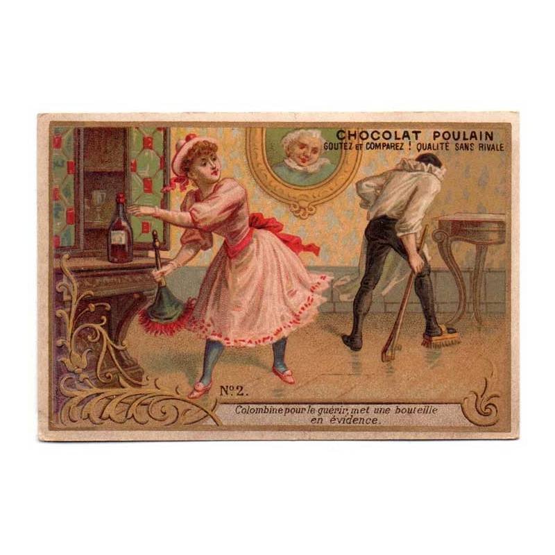 Antiguo cromo publicitario Chocolat Poulain