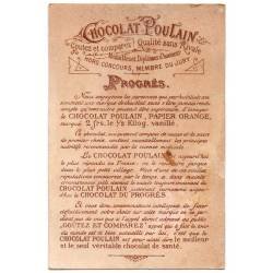 Antiguo cromo publicitario Chocolat Poulain. La Presentation