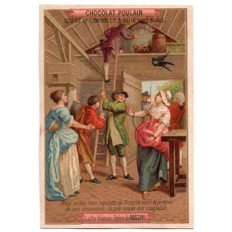 Antiguo cromo publicitario Chocolat Poulain. Opera de Rossini