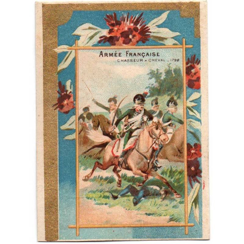 Antiguo cromo Armada Francesa. Chasseur a cheval 1792. Chicoree Nouvelle
