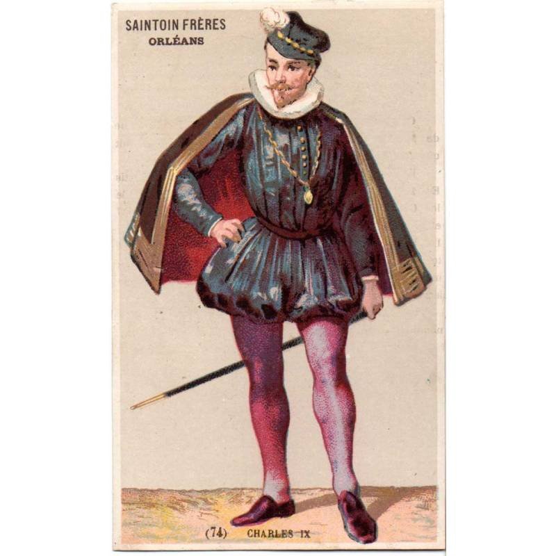 Antiguo cromo de Chocolates Saintoin Frères. Charles IX (1560-1574)