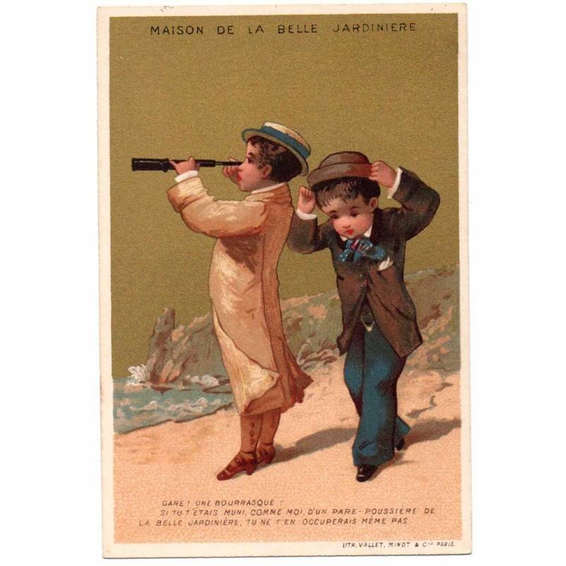 Antiguo cromo litográfico de la Maison de la Belle Jardinière