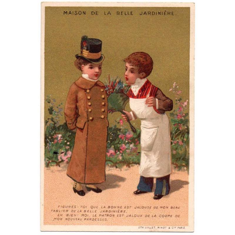 Antiguo cromo litográfico de la Maison de la Belle Jardinière