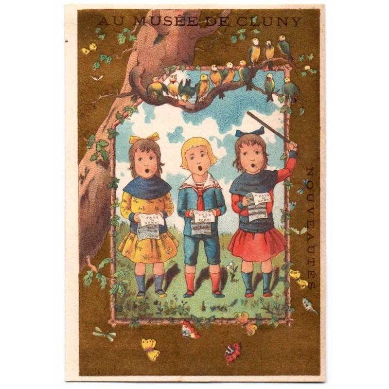 Antiguo cromo litográfico Grands Magasins du Musee de Cluny