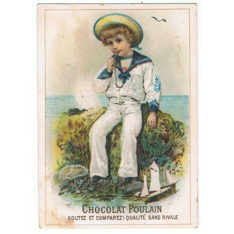 Antiguo cromo publicitario de Chocolat Poulain