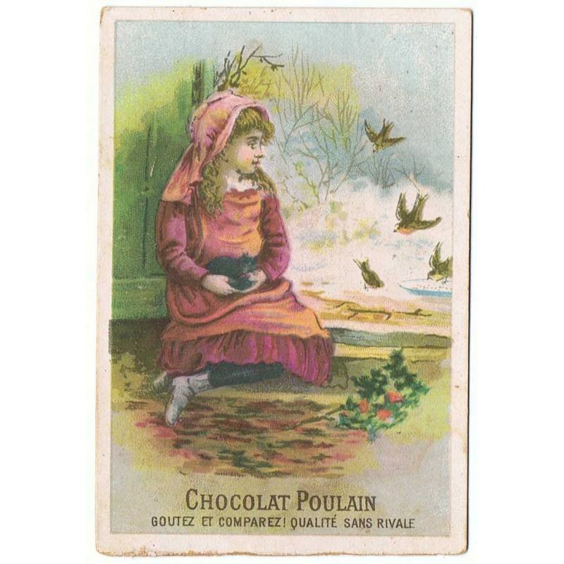 Antiguo cromo publicitario de Chocolat Poulain