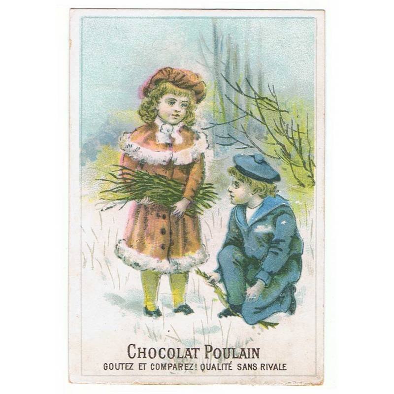 Antiguo cromo publicitario de Chocolat Poulain