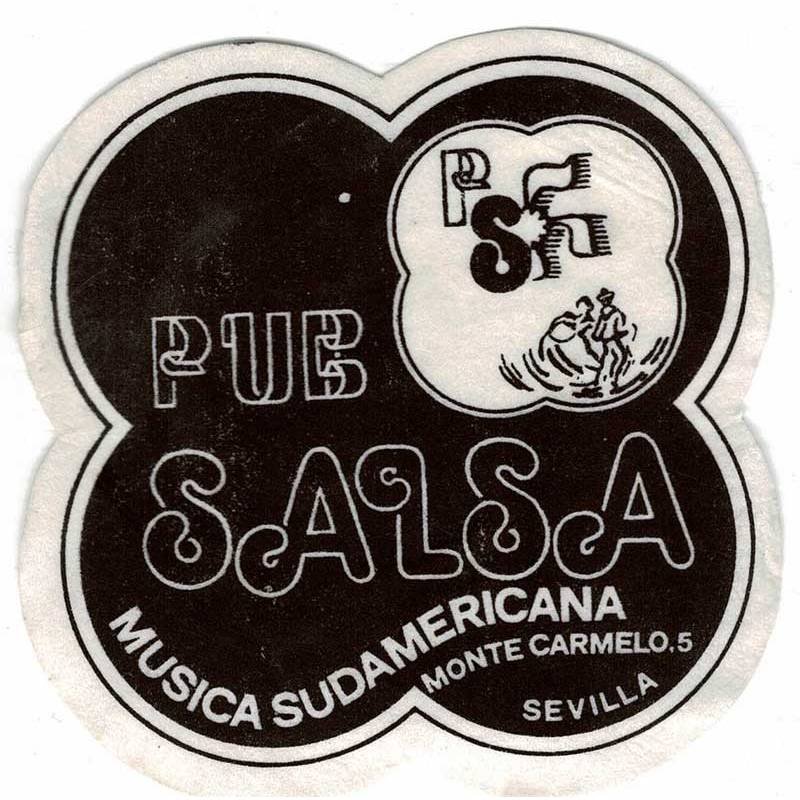 Posavasos Pub Salsa Música Sudamericana. Sevilla. Años 80