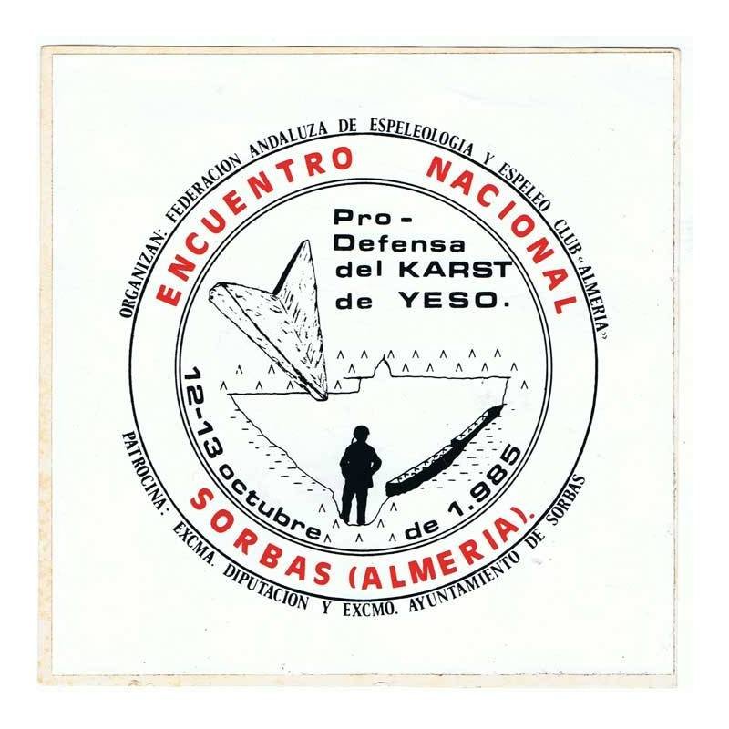 Pegatina Encuentro Nacional Pro-Defensa del Karts de Yeso en Sorbas (Almería) 1985