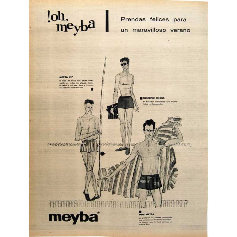 Publicidad Bañadores Meyba. Original 1959