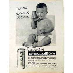 Publicidad Borotalco Ausonia. Original 1959 - Trasera Medias J. Rossell