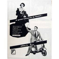 Publicidad Moto Vespa con Vittorio Gassman. Original 1959