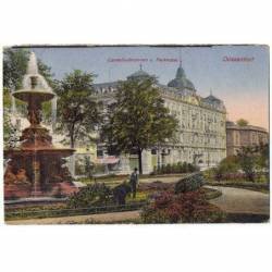 Postal de Alemania. Düsseldorf. Corneliusbrunnen u. Parkhotel. Hermann Lorch Nº 212