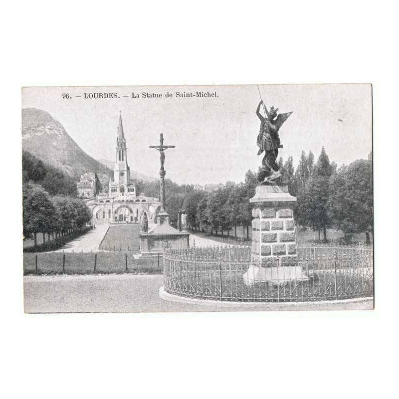 Tarjeta Postal Lourdes. La Statue de Saint-Michel