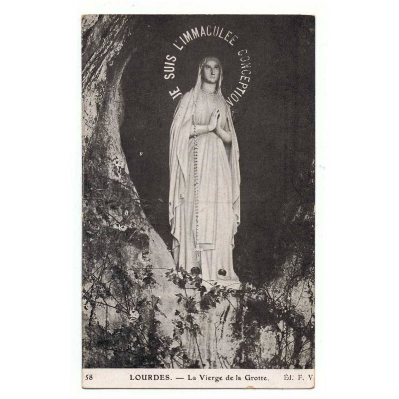 Tarjeta Postal Lourdes. La Vierge de la Grotte