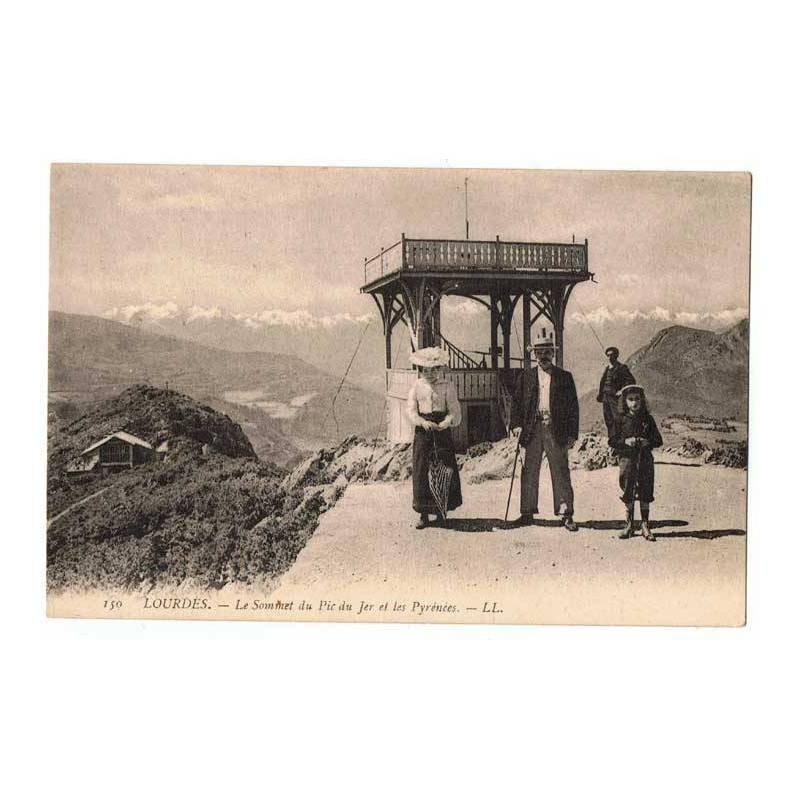 Tarjeta Postal Lourdes. Le Sommet du Pic du Jer et les Pyrenees