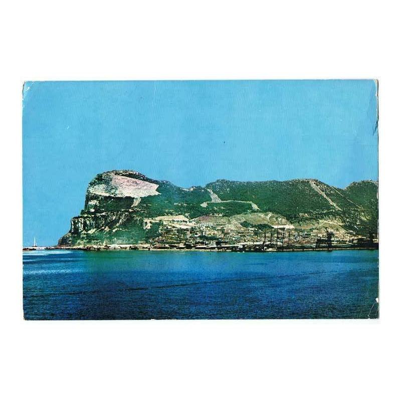 Postal gigante de Gibraltar. Publicidad al dorso de Espasmo-Gémora. 24 x 16,5 cm