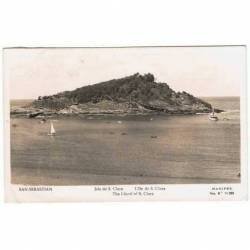 Postal de San Sebastián. Isla de S. Clara. Manipel. Circulada. 1955