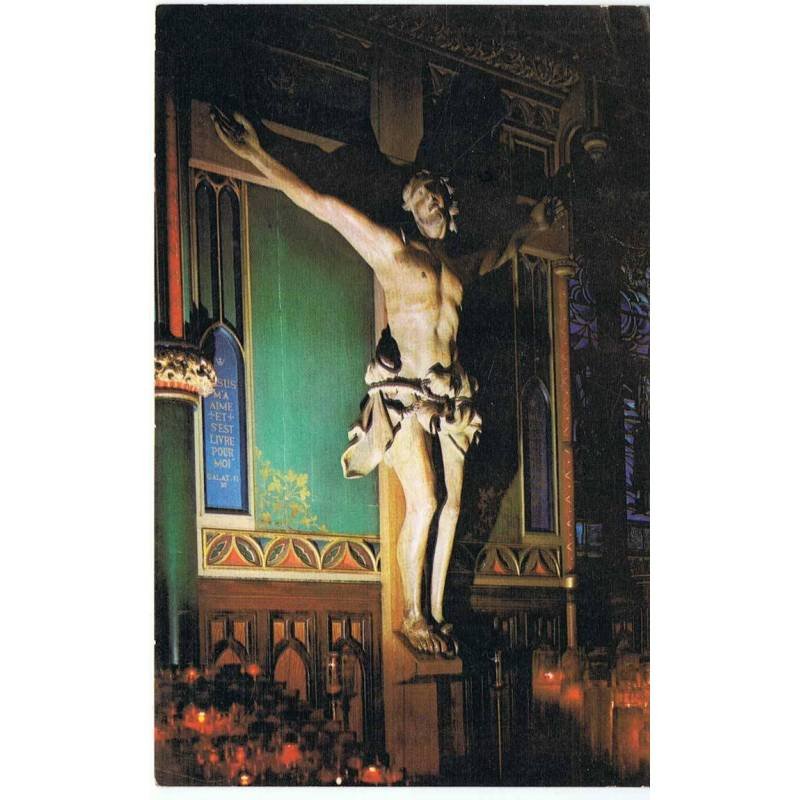 Postal de Montreal, Quebec, Canadá. Le Crucifix de Notre-Dame. Circulada. 1975