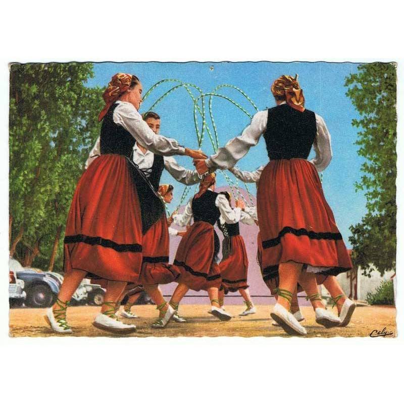 Postal de País Vasco. Folklore. Arku Dantza. Escrita al dorso