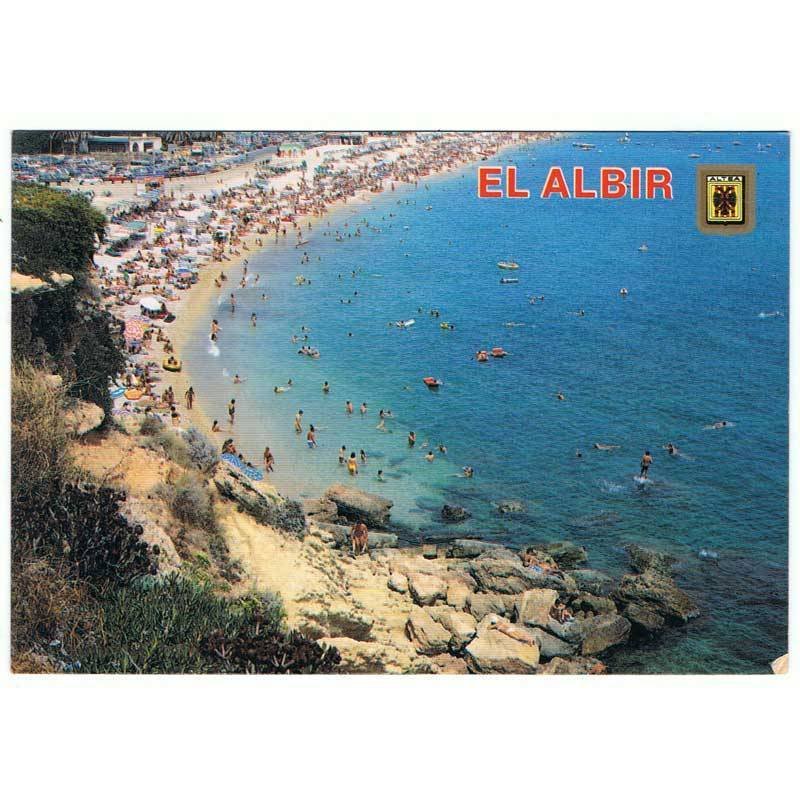 Postal de Alfaz del Pi, Alicante. El Albir. Detalle playa. Ed. Subirats Casanovas. Circulada con sellos