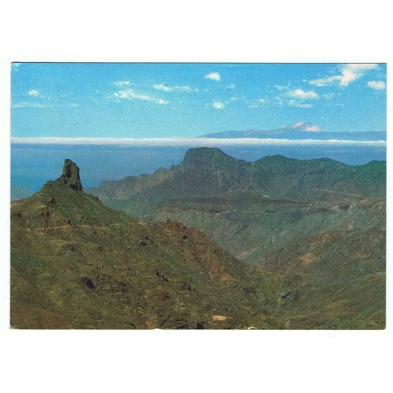 Postal de Gran Canaria. Roque Bentaiga. Tenerife y el Teide. Col. Perla. Sin circular