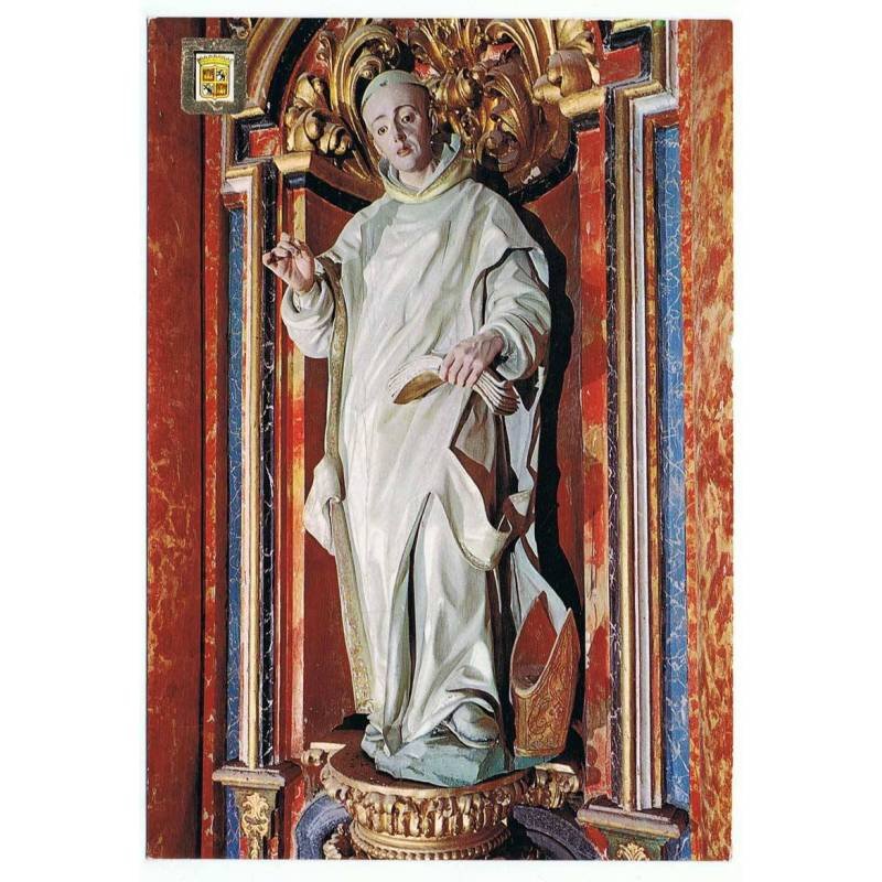 Postal Madrid. Monasterio de El Paular. Detalle San Bruno. Escudo de Oro. Sin circular