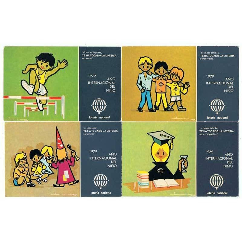 Lote de 14 postales Lotería Nacional. Año Internacional del Niño y otras