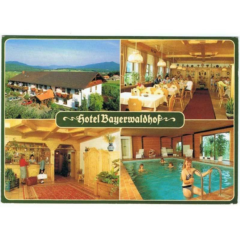 Postal del Hotel Bayerwaldhof, Liebenstein, Alemania. Escrita y circulada con sello años 90