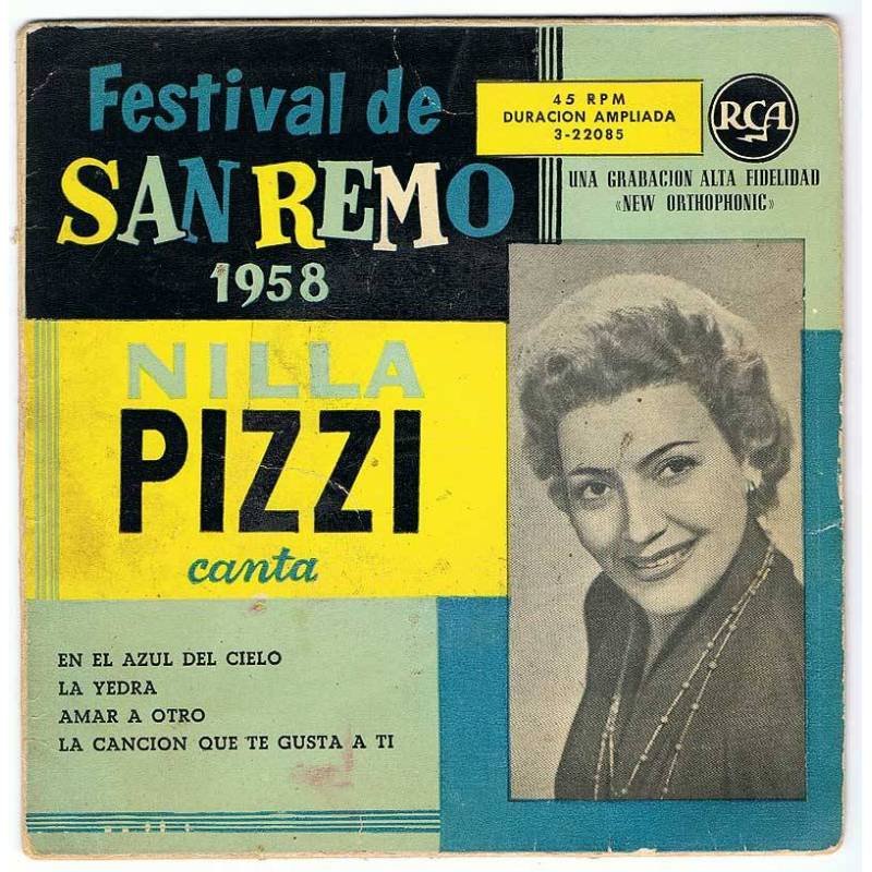 Festival de San Remo 1958. Nilla Pizzi canta En el Azul del Cielo + 3. EP