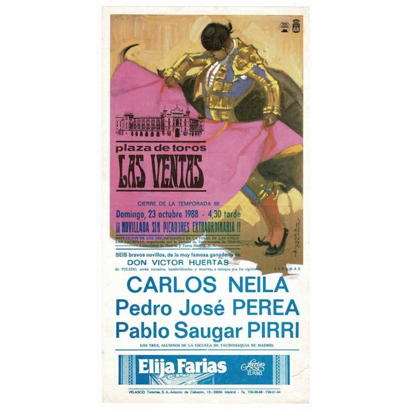 Cartel Plaza de Toros Las Ventas Madrid 23 octubre 1988