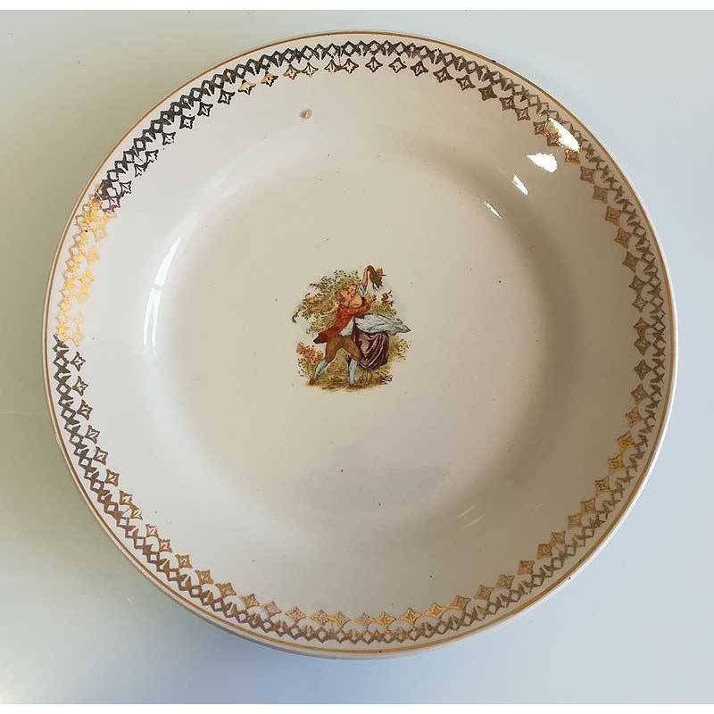 Antiguo plato de postre de porcelana china opaca de La Ibero Tanagra de Santander