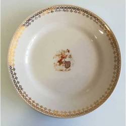 Antiguo plato de postre de porcelana china opaca de La Ibero Tanagra de Santander