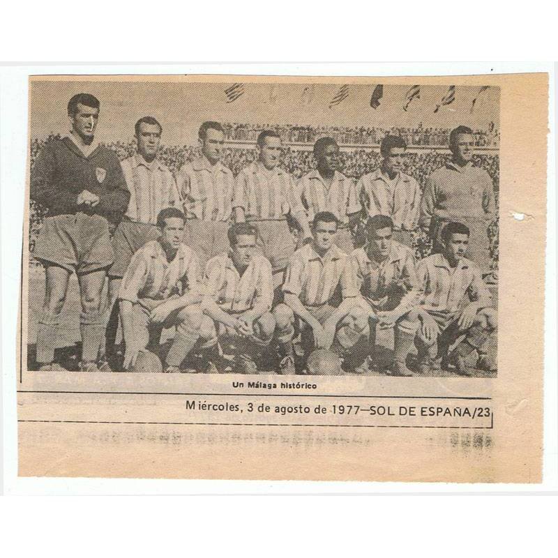 Foto de recorte de prensa del equipo de fútbol Málaga C. F. 1977