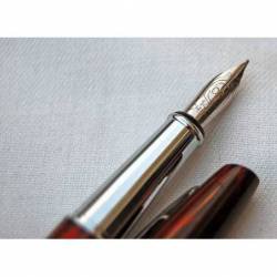 Pluma estilográfica lacada tipo carey con plumin de 14k