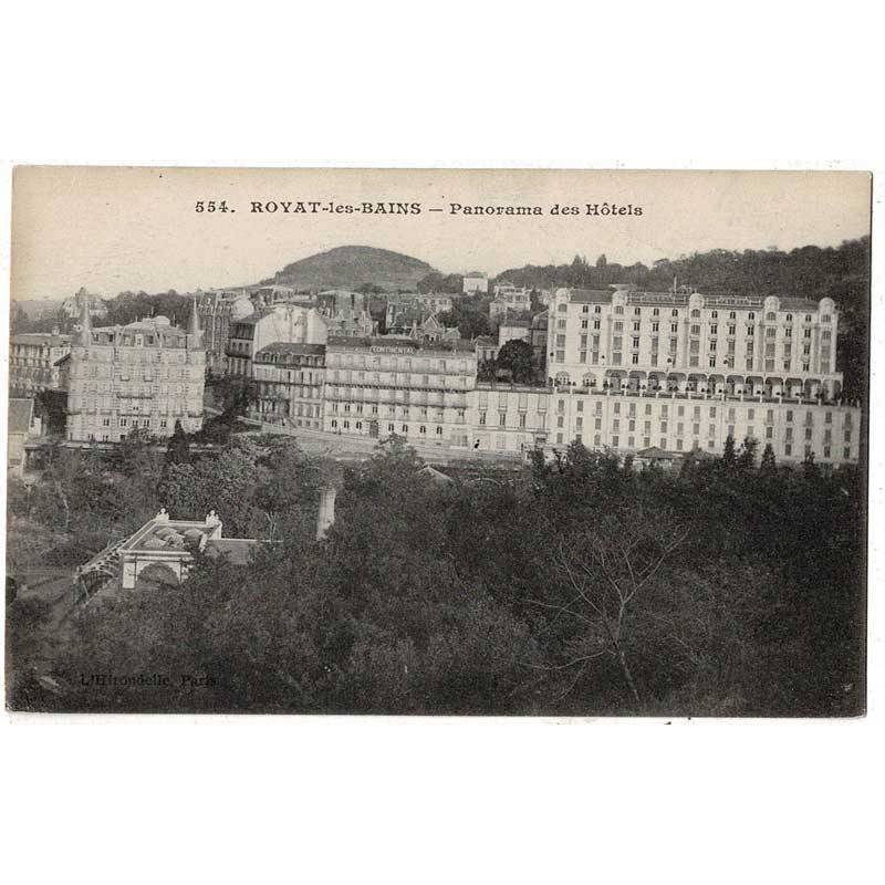 Postal Francia. Royat-les-bains - Panorama des Hotels No 554