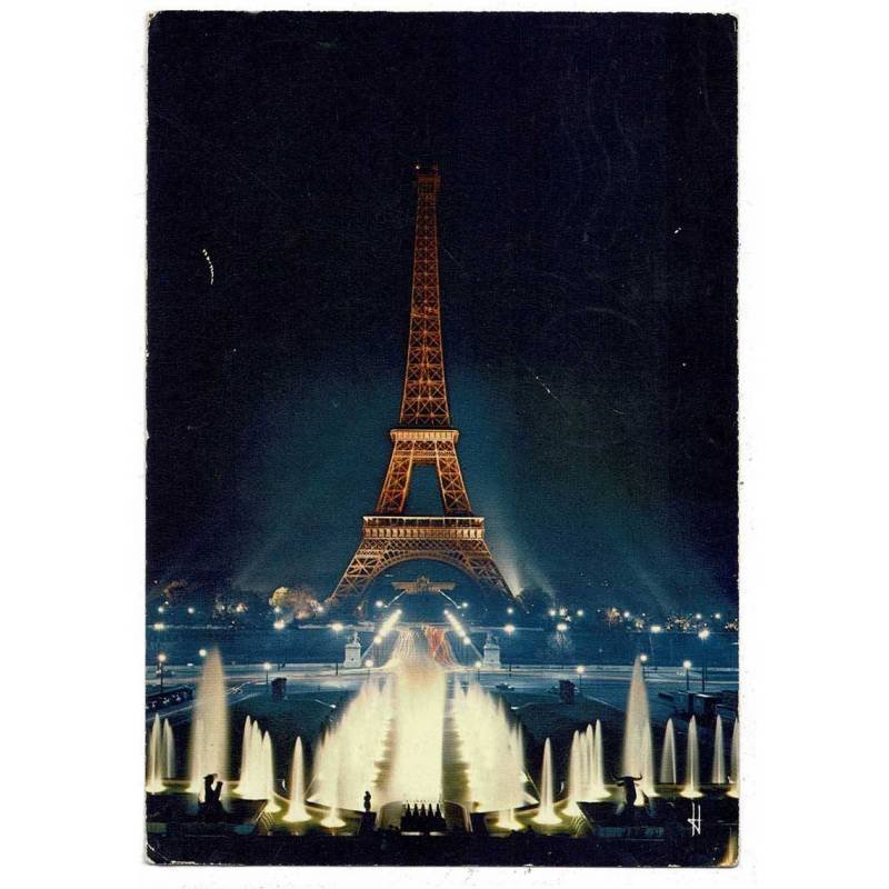 Postal Francia. Paris. La Tour Eiffel et Feerie des Eaux PA152