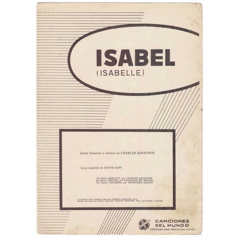 Cancionero Isabel (Isabelle) por Charles Aznavour