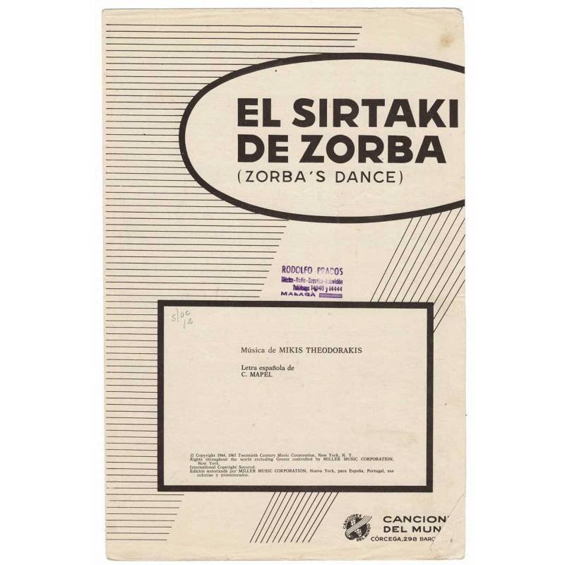 Cancionero El Sirtaki de Zorba (Zorba's Dance) por Mikis Theodorakis