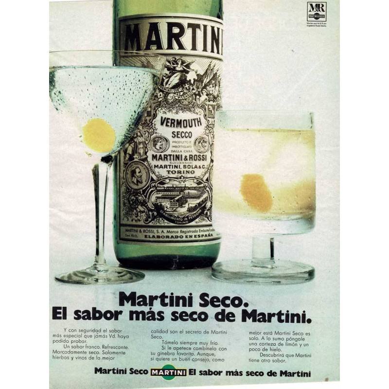 Publicidad Martini Seco años 70