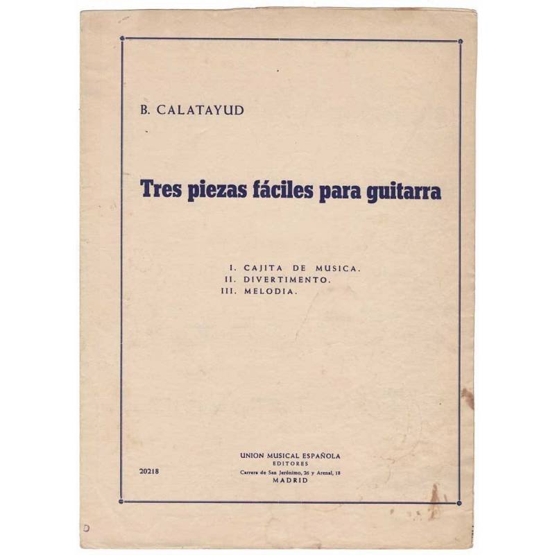 Partitura Tres piezas fáciles para guitarra de Bartolomé Calatayud